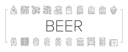 öl produktion bryggeri fabrik ikoner uppsättning vektor