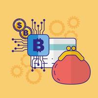 Geld-, Finanz- und Technologiekonzept mit Bitcoin-Symbol vektor