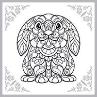 Ostern-Kaninchen-Mandala-Kunst isoliert auf weißem Hintergrund vektor