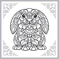 påsk kanin mandala konst isolerat på vit bakgrund vektor