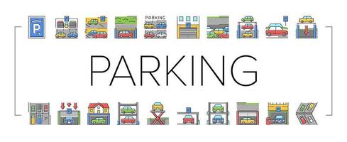 underjordisk parkering samling ikoner som vektor