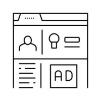 internet annonsera och crowdsoursing linje ikon vektor illustration