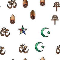 Religion, Gebetskult und Atheismus Vektor nahtloses Muster