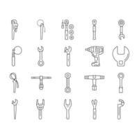 schlüssel werkzeug schlüssel reparatur symbole set vektor