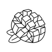 Slice Mango Würfel Blatt Symbol Leitung Vektor Illustration