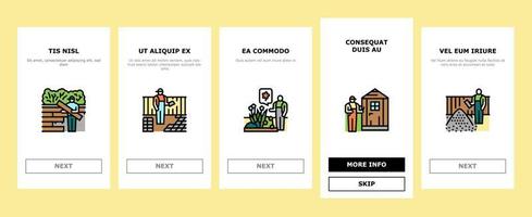 trädgård landskap gräsmatta landskaps onboarding ikoner uppsättning vektor