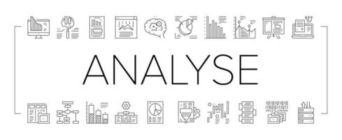 Analysieren Sie Infografik-Sammlungssymbole Set-Vektor vektor