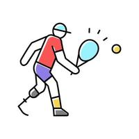 Tennis spielen behinderte Athleten Farbsymbol Vektor Illustration