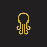 Octopus Line Art Gold minimalistischer Logo-Design-Ikonenvektor vektor