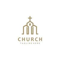 christliche kirche kreuz evangelium linie kunst gold logo design inspiration vektor