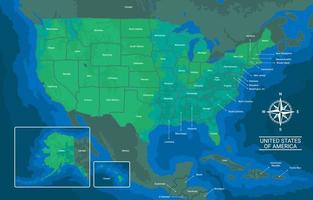 Landkarte der Vereinigten Staaten von Amerika vektor