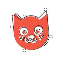 Katzenkopf-Symbol im Comic-Stil. niedliche haustierkarikatur-vektorillustration auf weißem lokalisiertem hintergrund. Geschäftskonzept mit Tiersplash-Effekt. vektor