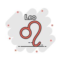 vektor tecknad serie leo zodiaken ikon i komisk stil. astrologi tecken illustration piktogram. leo horoskop företag stänk effekt begrepp.