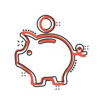 Spardosen-Symbol im Comic-Stil. Cartoon-Vektor-Illustration für Schweinebehälter auf weißem, isoliertem Hintergrund. Sparschwein Spritzeffekt Geschäftskonzept. vektor