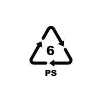 Codesymbol für das Recycling von Kunststoffen. PS-Recycling-Symbol für Kunststoff, einfacher flacher Symbolvektor vektor