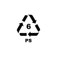 Codesymbol für das Recycling von Kunststoffen. PS-Recycling-Symbol für Kunststoff, einfacher flacher Symbolvektor vektor