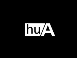 hua Logo und Grafikdesign Vektorgrafiken, Symbole isoliert auf schwarzem Hintergrund vektor