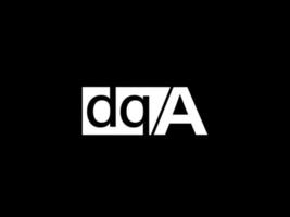 dqa-Logo und Grafikdesign Vektorgrafiken, Symbole isoliert auf schwarzem Hintergrund vektor