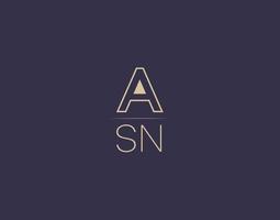 asn brev logotyp design modern minimalistisk vektor bilder