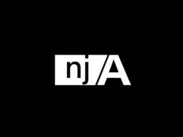 nja-Logo und Grafikdesign Vektorgrafiken, Symbole isoliert auf schwarzem Hintergrund vektor