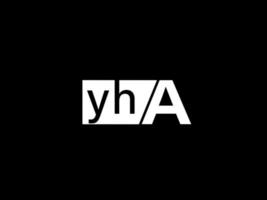 yha-Logo und Grafikdesign Vektorgrafiken, Symbole isoliert auf schwarzem Hintergrund vektor