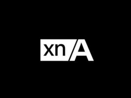 xna-Logo und Grafikdesign Vektorgrafiken, Symbole isoliert auf schwarzem Hintergrund vektor