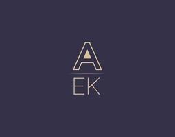 aek brev logotyp design modern minimalistisk vektor bilder