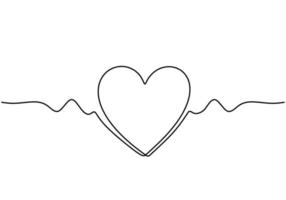 niedliches Herz eine Strichzeichnung. kontinuierliche handgezeichnete Welle der Liebe. vektor