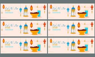 eid al fitr iftar baner mall vektor platt design