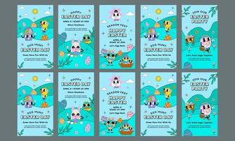 Frohe Ostern Tag Social Media Geschichten Vektor-Illustration Template-Design vektor