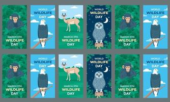 World Wild Life Day Social Media Geschichten Vektor flaches Design