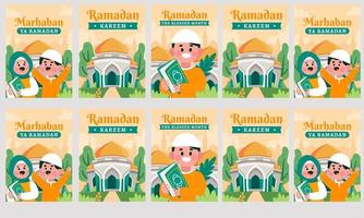 Ramadan Kareem Social Media Geschichten Vektor flaches Design
