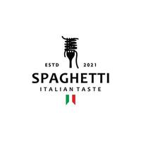 spaghetti pasta nudel årgång logotyp design mall på vit bakgrund vektor