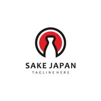 Sake-Japan-Logo-Design, für Bar und Restaurant, flacher Stil isoliert auf Sonnenhintergrund vektor