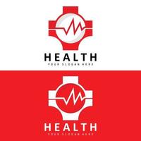 Healthcare-Logo, Pflege- und Wellness-Design, Stethoskop-Symbol und einfache Linienvektorwelle vektor