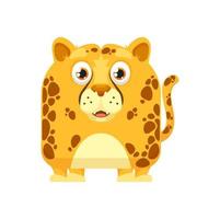 tecknad serie söt fyrkant djur- ansikte, leopard leende vektor