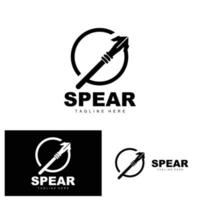 Speer-Logo, Langstrecken-Wurfwaffenziel-Icon-Design, Produkt- und Firmenmarken-Icon-Illustration vektor