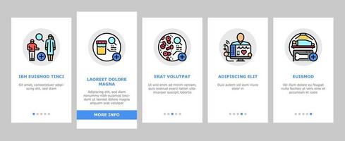 hälsa kolla upp medicinsk läkare onboarding ikoner uppsättning vektor