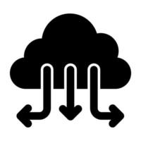 eine Glyphen-Design-Ikone aus Wolkenpfeilen vektor