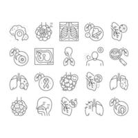 respiratorisk sjukdom samling ikoner uppsättning vektor