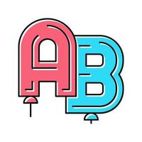 alfabetet bokstäver ballonger färg ikon vektor illustration