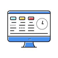 Aufgaben auf dem Computerbildschirm Farbe Symbol Vektor Illustration