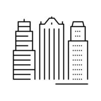 Wolkenkratzer Business Center Gebäude Symbol Leitung Vektor illustratio