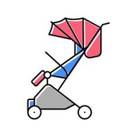 Kinderwagen zu Fuß Baby Farbsymbol Vektor Illustration