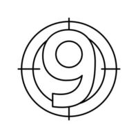 neun Nummernlinie Symbol Vektor Illustration