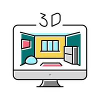 3D-Skizzieren Innenarchitektur nach Hause Farbe Symbol Vektor Illustration