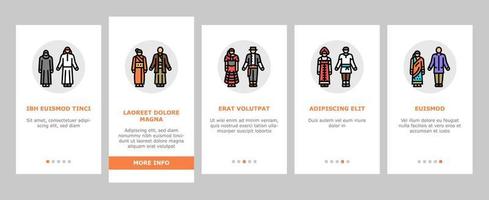 nationell kläder kostym design onboarding ikoner uppsättning vektor