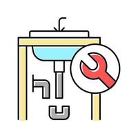 Waschbecken Reparatur Farbe Symbol Vektor Illustration