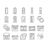 batteriestrom energie elektroauto symbole gesetzt vektor