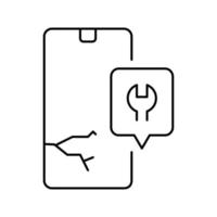 Abgestürzte Telefonbildschirm-Reparaturlinie Symbol-Vektor-Illustration vektor